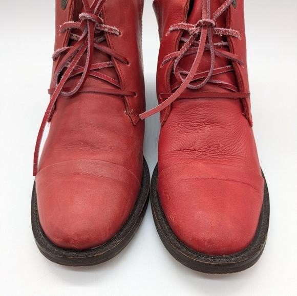 Red Leather Ankle Boots - Picture 2 of 12